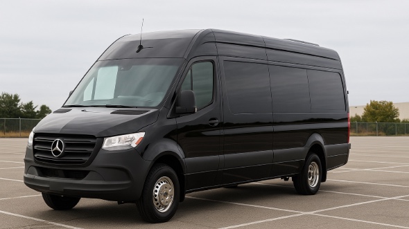 Exterior of Upland Party Bus Company's 14 Passenger Sprinter Limousine in Upland