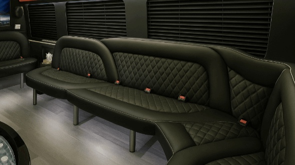 Interior of Chino Hills Party Bus Company's 15 Passenger Party Bus in Chino Hills