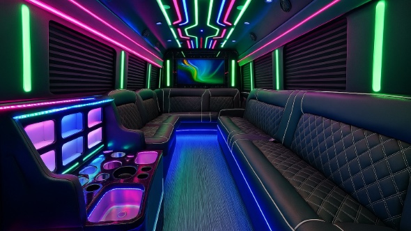 Interior of Azusa Party Bus Company's 25 Passenger Party Bus in Azusa