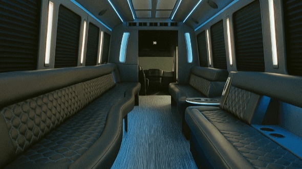 Interior of Diamond Bar Party Bus Company's 25 Passenger Party Bus in Diamond Bar