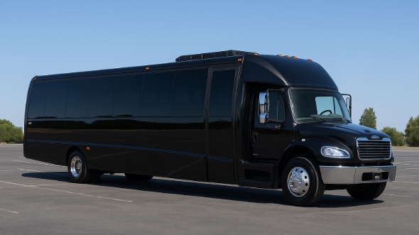 Exterior of Pomona Party Bus Company's 28 Passenger Minibus in Pomona