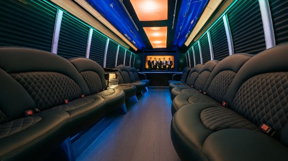 Interior of Upland Party Bus Company's 28 Passenger Party Bus in Upland