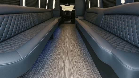 Interior of Covina Party Bus Company's 30 Passenger Party Bus in Covina