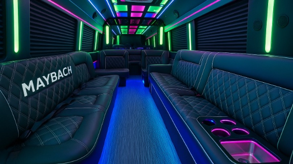 Interior of Chino Hills Party Bus Company's 40 Passenger Party Bus in Chino Hills