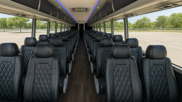 Interior of Pomona Party Bus Company's 44 Passenger Charter Bus in Pomona