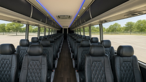 Interior of Pomona Party Bus Company's 45 Passenger Charter Bus in Pomona