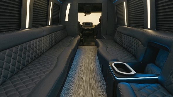 Interior of Chino Hills Party Bus Company's 50 Passenger Party Bus in Chino Hills