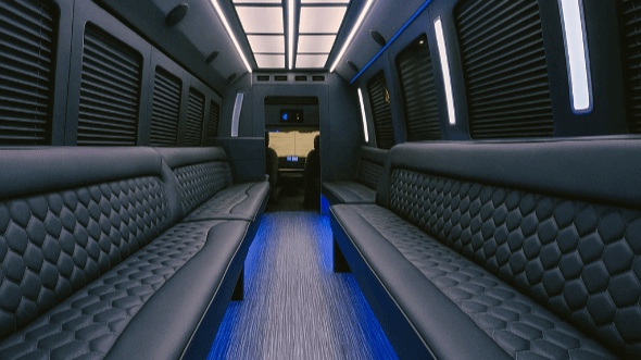 Interior of Diamond Bar Party Bus Company's 50 Passenger Party Bus in Diamond Bar