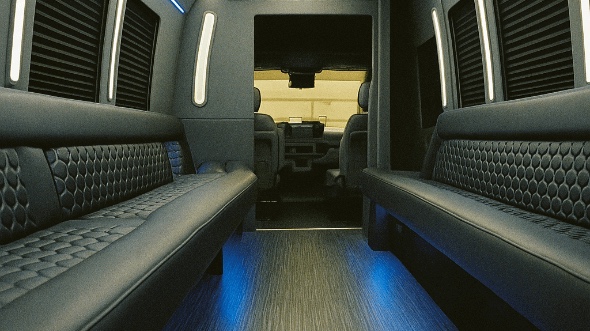 Interior of Pomona Party Bus Company's 50 Passenger Party Bus in Pomona