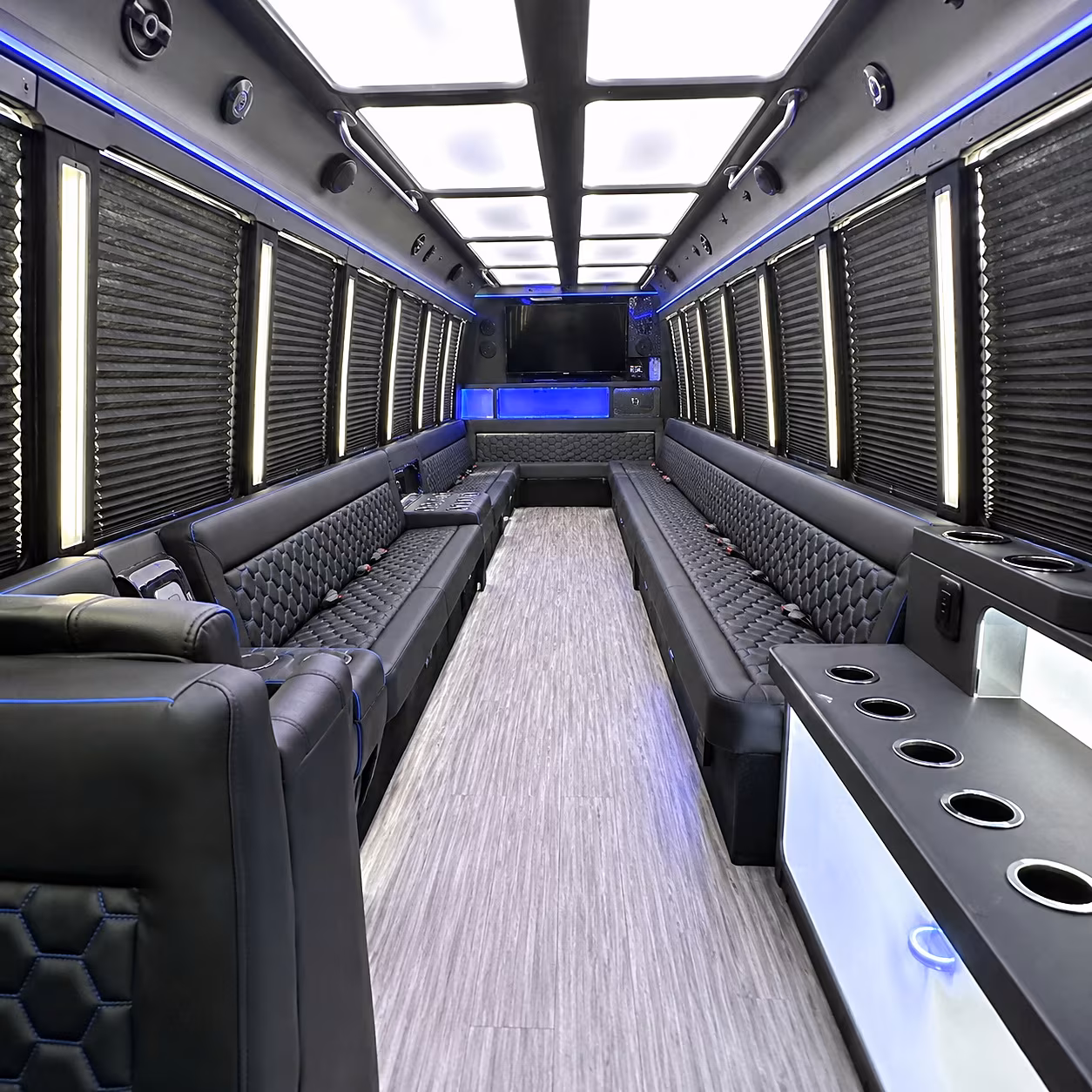 Pomona Birthday, Sweet 16, & Quinceañera Transportation party bus interior
