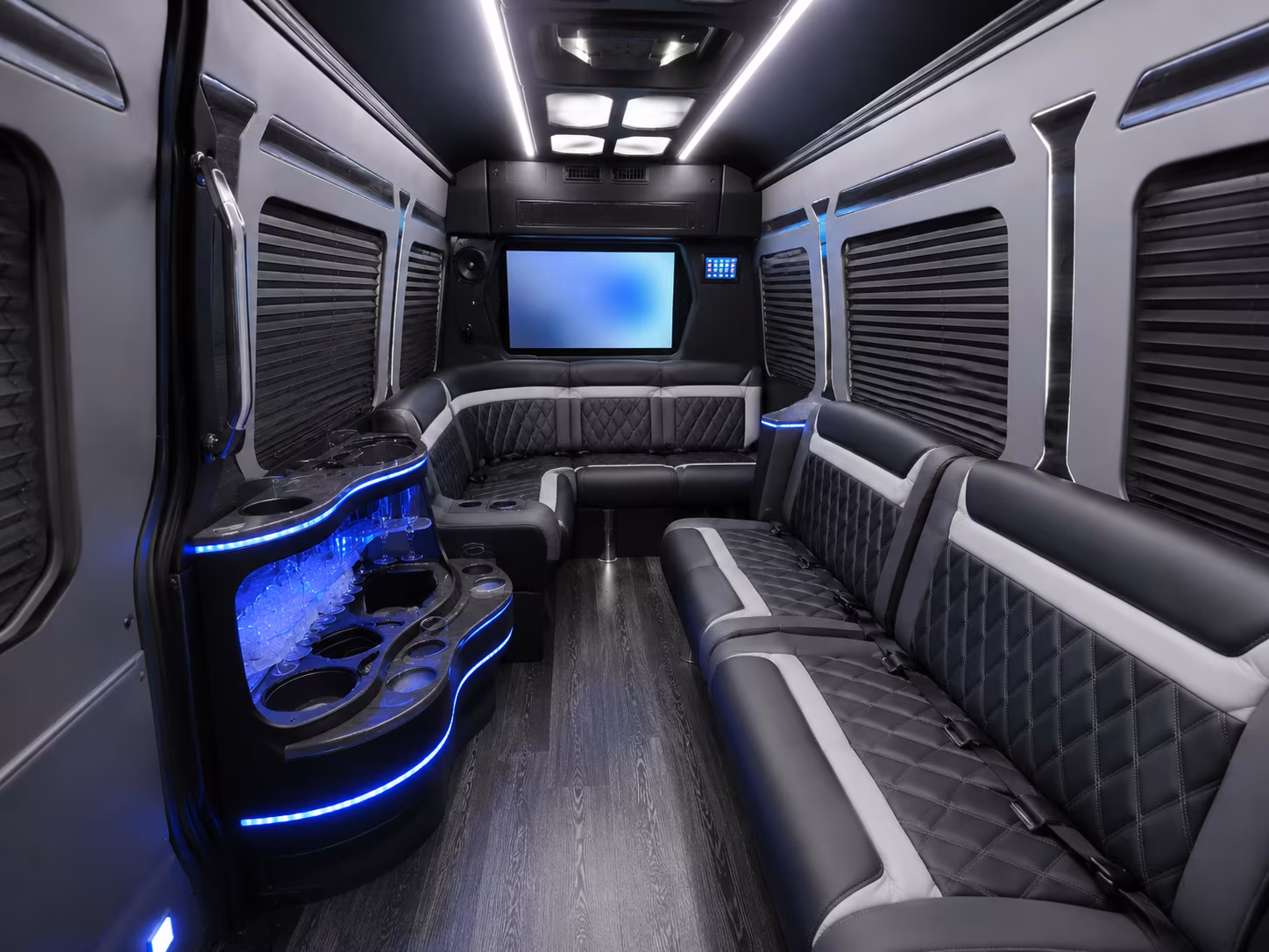 Pomona School Event Transportation party bus interior