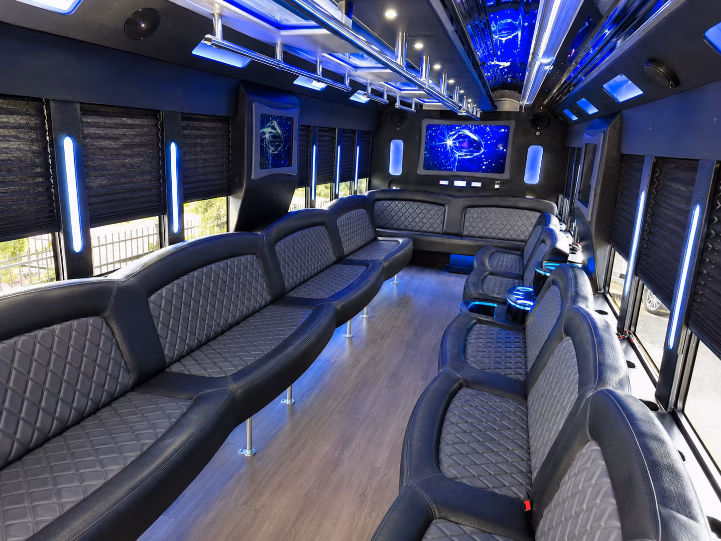 Pomona Sporting Event Transportation party bus exterior