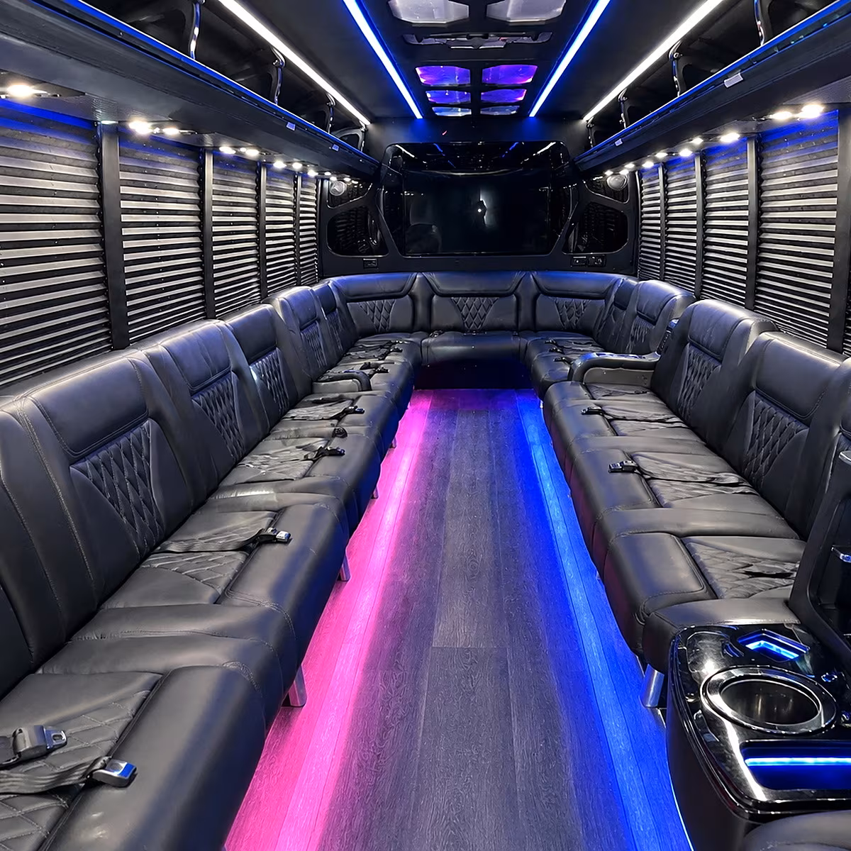 Pomona Sporting Event Transportation party bus interior